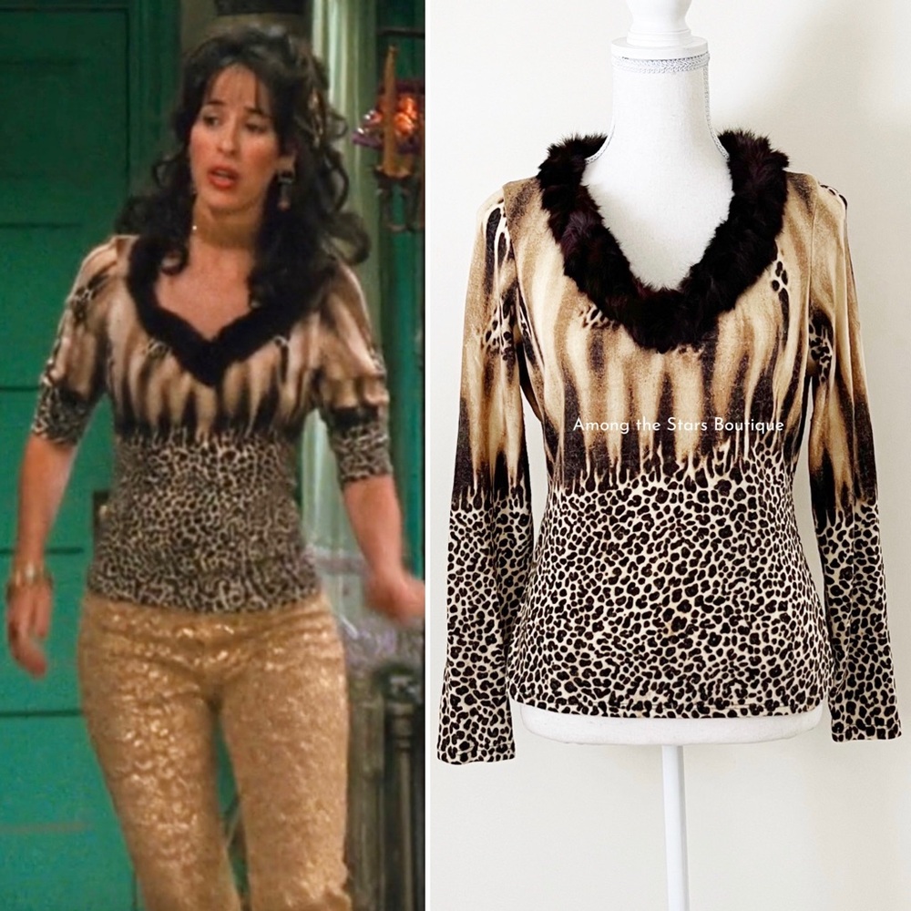 Super Rare Y2K Vintage Animal Print + Faux Fur Top ASO Janice in Friends - Picture 5 of 12